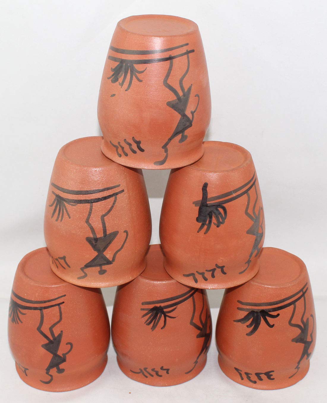 Odishabazaar Terracotta(Real Mitti) Unglazed Worli Painted Clay Mud Tea Kullad Cup Set Of 6 For Good Health(200ml)