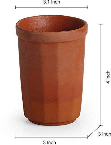 Odishabazaar Handmade Clay Glass/Clay Drinking Water Glasses/Clay Milk Glass/Clay lassi Glass/Clay Juice Glass/Mitticool Glass/Earthenware Product Good for Health