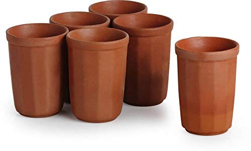 Odishabazaar Handmade Clay Glass/Clay Drinking Water Glasses/Clay Milk Glass/Clay lassi Glass/Clay Juice Glass/Mitticool Glass/Earthenware Product Good for Health