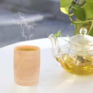 DOITOOL 4PCS Bamboo Tea Cups Set, Bamboo Teacups Coffee Mug Wine Mug for Drinking Tea Coffee Wine Beer Hot Drinks