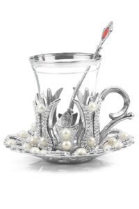 glass coffee or tea cups drinking glasses turkish tea cup (silver)