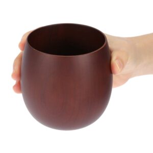 Yosoo123 Wooden Coffee Mug Traditional Wooden Coffee Mud Big Belly Wood Tea Cup