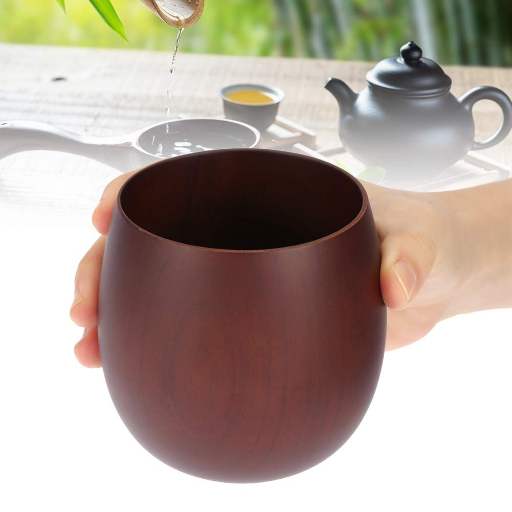 Yosoo123 Wooden Coffee Mug Traditional Wooden Coffee Mud Big Belly Wood Tea Cup