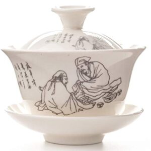 Emoyi Traditional Chinese Gaiwan Sancai Tea Cup Old Man Pattern Porcelain Best Gift