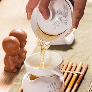 Emoyi Traditional Chinese Gaiwan Sancai Tea Cup Old Man Pattern Porcelain Best Gift