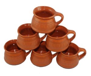 odishabazaar ceramic kulhar cups traditional indian chai tea cup set of 6 (brown 3)
