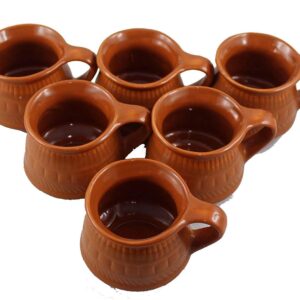 Odishabazaar Ceramic Kulhar Cups Traditional Indian Chai Tea Cup Set of 6 (Brown 3)