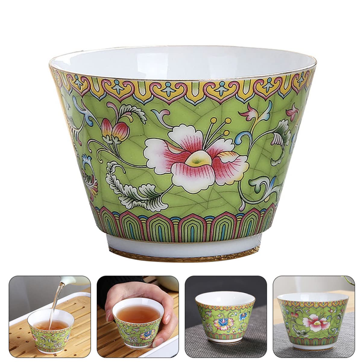 HOMSFOU Porcelain Handcraft Cup Party Decorative Style Loose Kung Espresso Chinese-style Serving Gift Mugs Oz Retro Teacup Flambed Green for Drinking Vintage Leaf Ceramic Elegant Fu