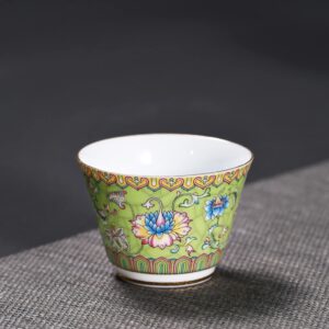 HOMSFOU Porcelain Handcraft Cup Party Decorative Style Loose Kung Espresso Chinese-style Serving Gift Mugs Oz Retro Teacup Flambed Green for Drinking Vintage Leaf Ceramic Elegant Fu