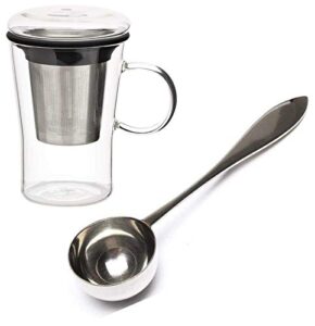 vahdam, perfect serve tea spoon & sparkle- glass tea cup with infuser | 16 oz- 500ml