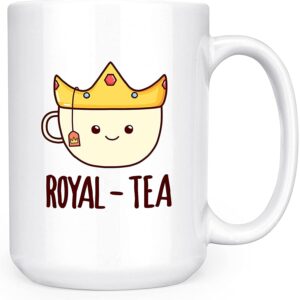 artisan owl royal-tea - cute funny pun royalty - large 15oz deluxe double-sided tea mug