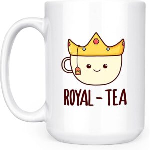 Artisan Owl Royal-Tea - Cute Funny Pun Royalty - Large 15oz Deluxe Double-Sided Tea Mug