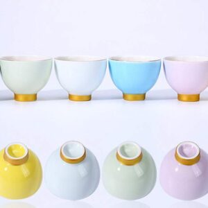 KCHAIN 6PCS Handmade Ceramic Cup Set 2.5oz 6 Colors Pottery Teacups Sake Cups for Tea Saki (B)