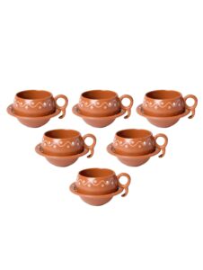odishabazaar tea cup with saucer set of 6 (6 tea cups and 6 saucers 5.4 oz) | tea cups set of 6 microwave safe