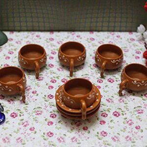 Odishabazaar Tea Cup with Saucer Set of 6 (6 tea cups and 6 saucers 5.4 oz) | Tea cups set of 6 Microwave Safe