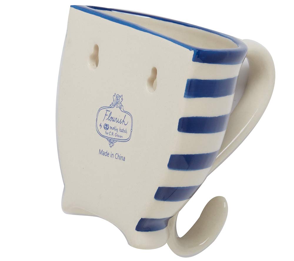 C.R. Gibson Tea Cup Chalk Holder-Ceramic, Blue & White