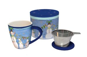 lang glowing snowman tea infuser mug, multicolor