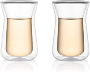 bodum melior 12082-10 double wall tea glass, 3.4 fl oz (100 ml), set of 2, clear, genuine product