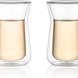 BODUM MELIOR 12082-10 Double Wall Tea Glass, 3.4 fl oz (100 ml), Set of 2, Clear, Genuine Product