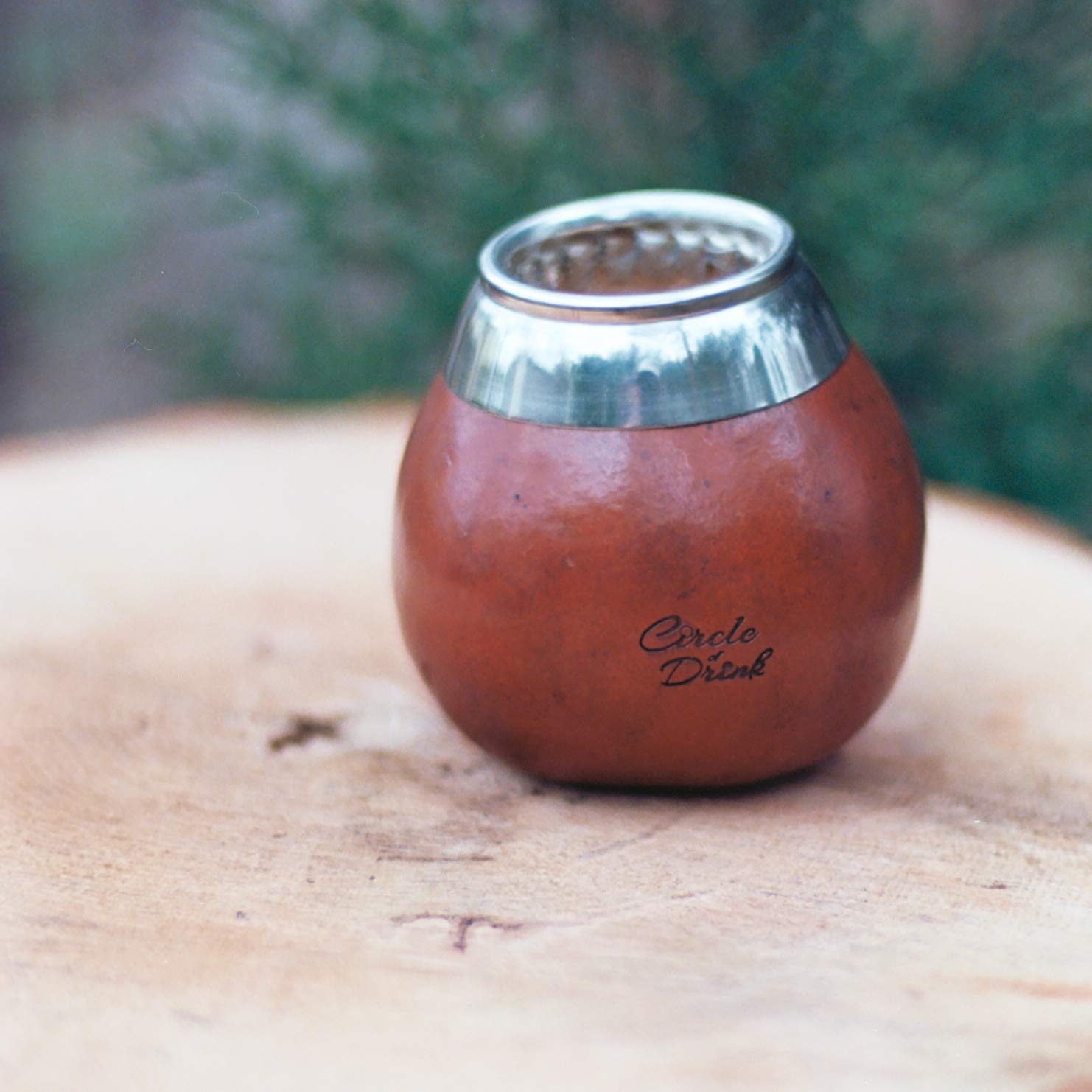 Circle of Drink - Sabi Cup Mocha - Authentic Handcrafted Calabash Yerba Mate Gourd - Alpaca Silver Brim - 50g, 10oz Capacity (MOCHA)
