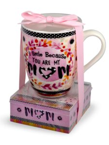 divinity smile you are my mom floral pink 12 ounce glossy ceramic mug and note stack