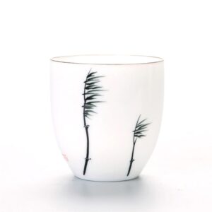qmfive hand painted ceramic cup white porcelain cup 2pcs (zhu)
