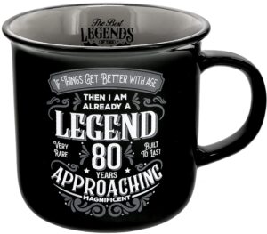 pavilion gift company - 80 years - ceramic 13-ounce campfire mug, double sided coffee cup, birthday gift, guys, women, mom, dad, grandpa, grandam, 1 count, 3.75 x 5 x 3.5 inches