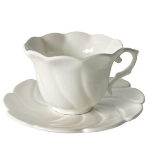 imesun bone china tea cups/coffee mug, classic french flower design, 6oz, white