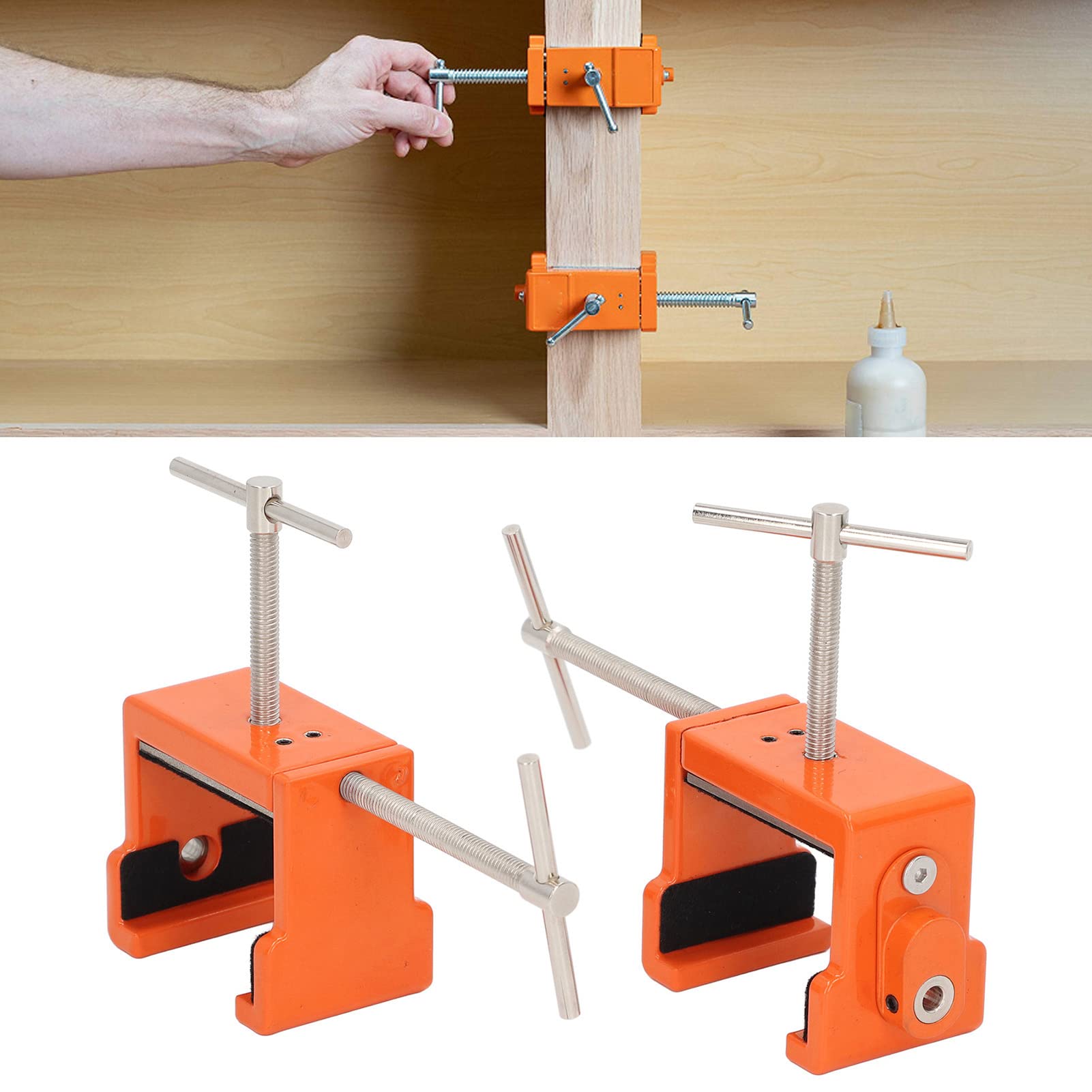 2pcs Cabinet Claw Professional Metal Cabinetry Clamp with Hex Wrench for Display Cabinet Orange Cabinet Clamps For Installing Cabinets