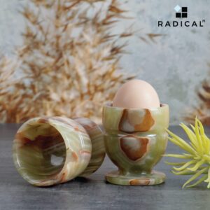 Radicaln Marble Egg Cups, Set of 2, 2.3x2.5 Inch, Green Onyx, Handmade Egg Container for Kitchen Table, Ideal for Hard and Soft Boiled Eggs