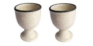 soft boiled egg holder | ceramic egg cup set | ceramic egg holder pottery housewarming gift set of 2 (ivory)