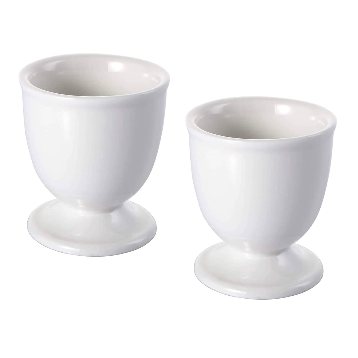 luzen 2Pcs Ceramic Egg Cups Porcelain Single Egg Stand Holders Egg Cup Tray Kitchen Gadgets Tools for Hard Boiled Eggs Breakfast Party Dinning, White