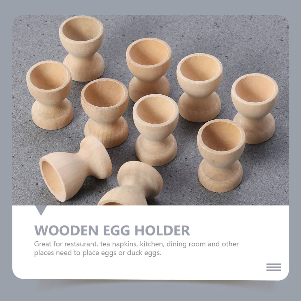 Toddmomy 24Pcs Wooden Egg Cups Easter Egg Cup Wood Egg Stands Easter Egg Holders Stands for DIY Crafts Easter Party Supplies