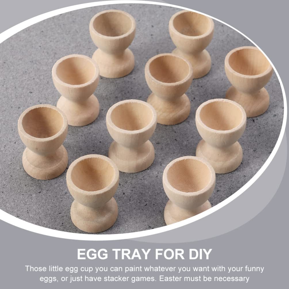 Toddmomy 24Pcs Wooden Egg Cups Easter Egg Cup Wood Egg Stands Easter Egg Holders Stands for DIY Crafts Easter Party Supplies