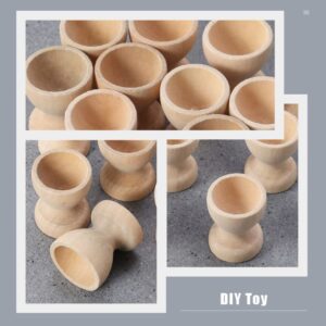 Toddmomy 24Pcs Wooden Egg Cups Easter Egg Cup Wood Egg Stands Easter Egg Holders Stands for DIY Crafts Easter Party Supplies