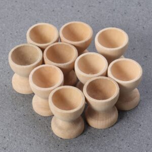 Toddmomy 24Pcs Wooden Egg Cups Easter Egg Cup Wood Egg Stands Easter Egg Holders Stands for DIY Crafts Easter Party Supplies