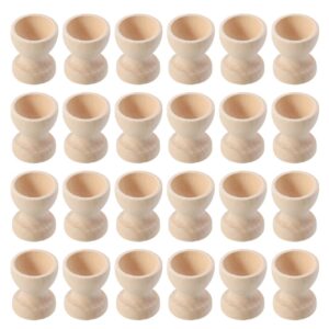 Toddmomy 24Pcs Wooden Egg Cups Easter Egg Cup Wood Egg Stands Easter Egg Holders Stands for DIY Crafts Easter Party Supplies