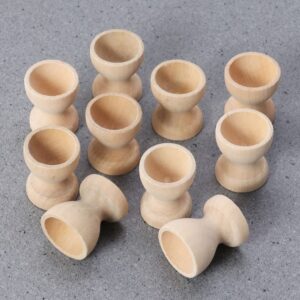 Toddmomy 24Pcs Wooden Egg Cups Easter Egg Cup Wood Egg Stands Easter Egg Holders Stands for DIY Crafts Easter Party Supplies