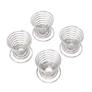 honbay 4pcs stainless steel spring wire tray egg cups holder serving cup egg tray for egg (silver)