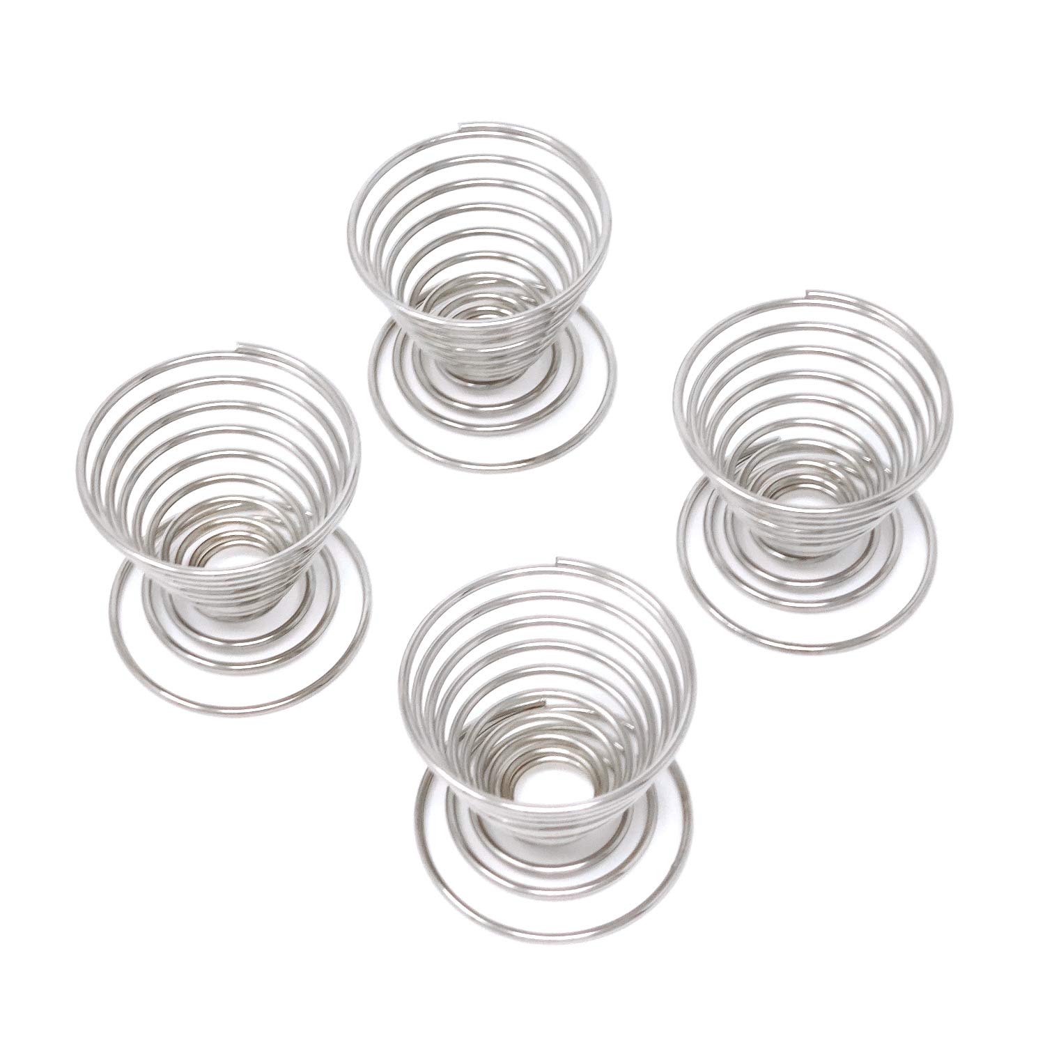 Honbay 4PCS Stainless Steel Spring Wire Tray Egg Cups Holder Serving Cup Egg Tray for Egg (silver)