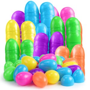 Motiloo 72 Pieces 2.3 Inch Plastic Easter Eggs, Fillable Easter Eggs Colorful Bright Plastic Easter Eggs Perfect for Easter Egg Hunt, Basket Stuffers Fillers, Easter Party Favors