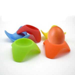 AKOAK 4 Pcs Silicone Egg Cups,Cute Colorful Egg Holder for Serving Hard and Soft Boiled Eggs and Compliments Any Breakfast Place Setting,Random Color