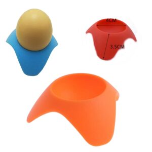 AKOAK 4 Pcs Silicone Egg Cups,Cute Colorful Egg Holder for Serving Hard and Soft Boiled Eggs and Compliments Any Breakfast Place Setting,Random Color