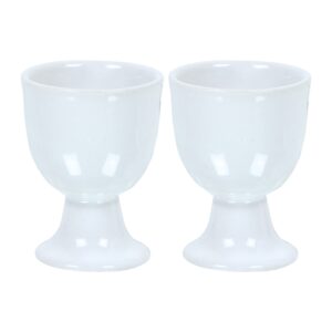 soft boiled egg holder | ceramic egg cup set | ceramic egg holder pottery housewarming gift set of 2 (white)
