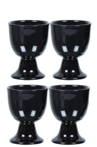soft boiled egg holder | ceramic egg cup set | ceramic egg holder pottery housewarming gift set of 4 (green mat)