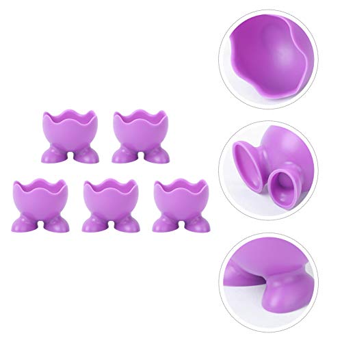 Amosfun 5Pcs Egg Boiled Holder Cups Cup Eggs for- Silicone Egg Cup Holders Boiled Egg Serving Cups (Random Color)