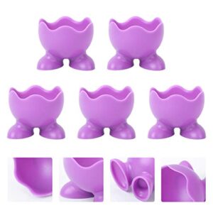 Amosfun 5Pcs Egg Boiled Holder Cups Cup Eggs for- Silicone Egg Cup Holders Boiled Egg Serving Cups (Random Color)