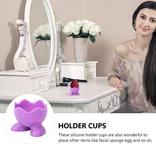 Amosfun 5Pcs Egg Boiled Holder Cups Cup Eggs for- Silicone Egg Cup Holders Boiled Egg Serving Cups (Random Color)