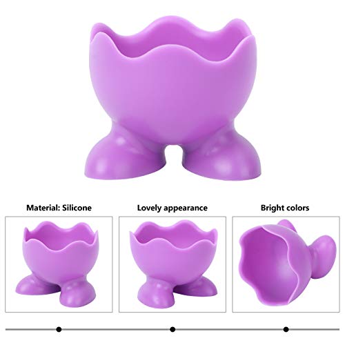 Amosfun 5Pcs Egg Boiled Holder Cups Cup Eggs for- Silicone Egg Cup Holders Boiled Egg Serving Cups (Random Color)