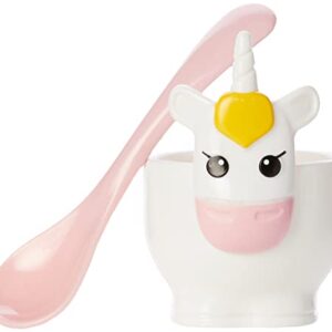 MSC International Joie Unicorn Hard Boiled Egg Cup Holder with Spoon, 2-Piece Set, One Size, White